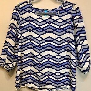 Francesca’s Buttons Geometric Pattern Top, Size Small, NWOT